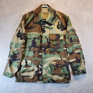 Vintage Camouflage Military Field Jacket Mens Small Regular Woodland Camo Coat‎